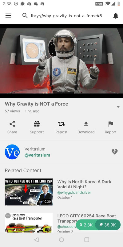 Captura de tela do Lbry Browser - Modo Clássico