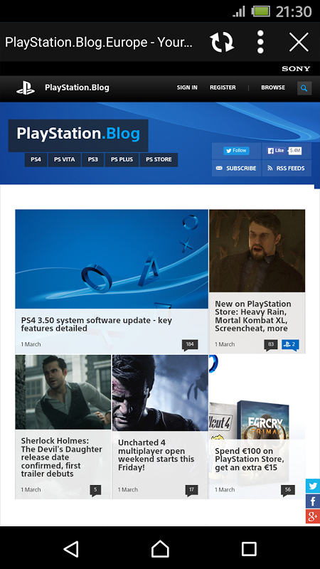 Captura de tela do Playstation App - Modo Clássico
