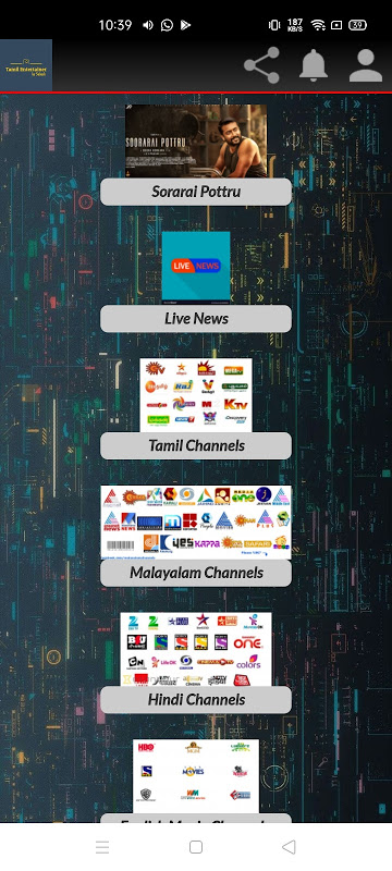 Captura de tela do Tamil Live Tv Subash D - Modo Torneio